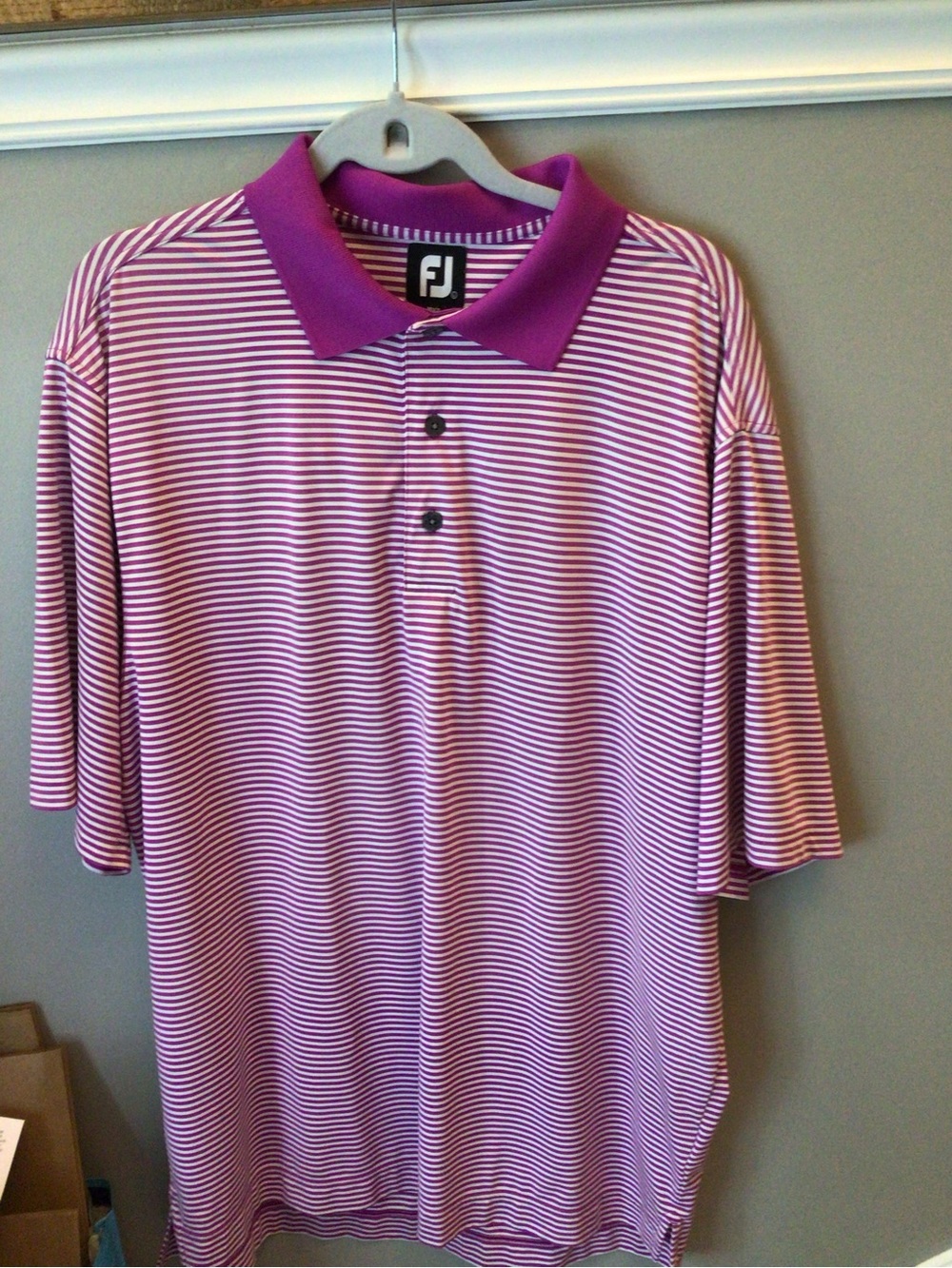 FootJoy Purple and White Striped Polo Shirt